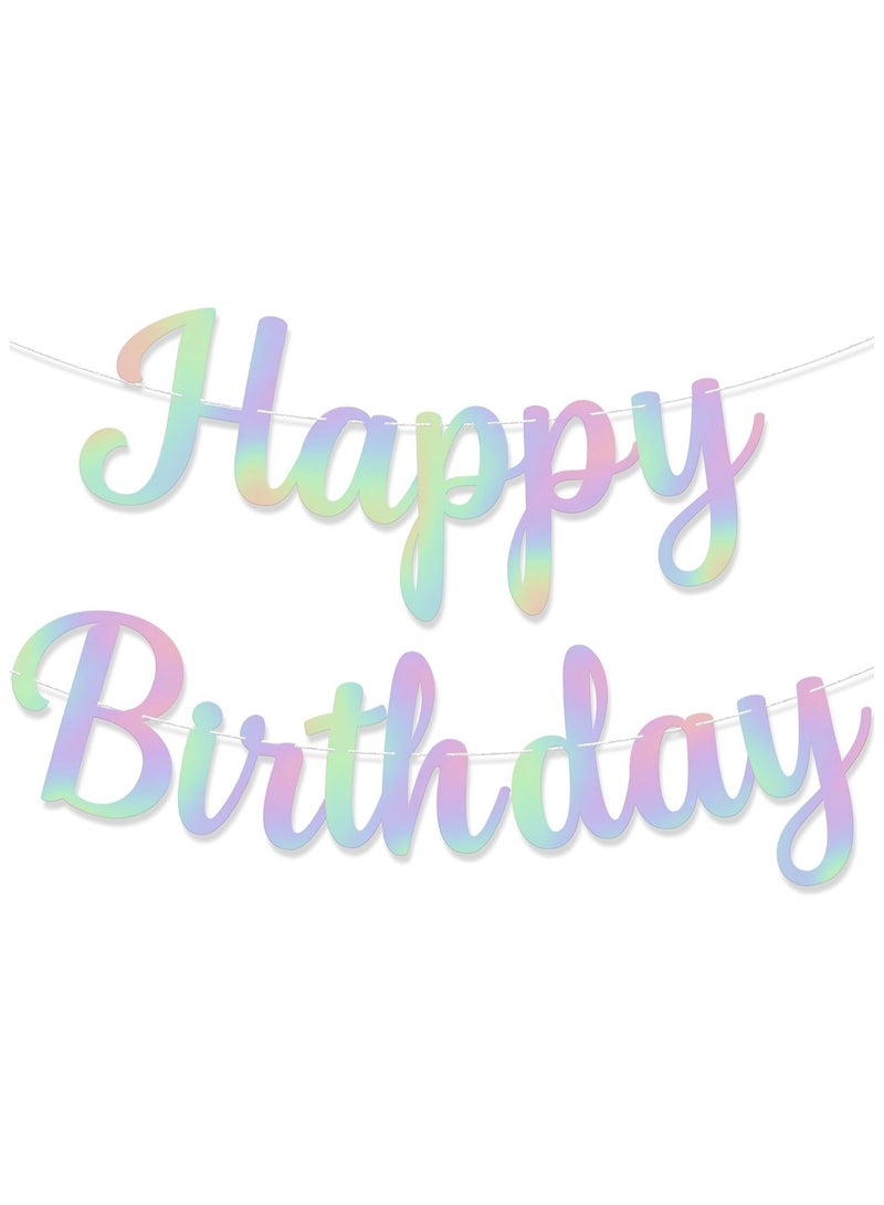 KATCHON Holographic Happy Birthday Banner For Happy Birthday Decorations | Unicorn Birthday Decorations - Image 1